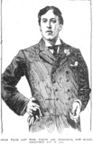 Illustration of Oscar Wilde in The San Francisco Chronicle, based on one of the cabinet portraits of Wilde taken in 1892 by Alfred Ellis & Walery Studio, London, UK.